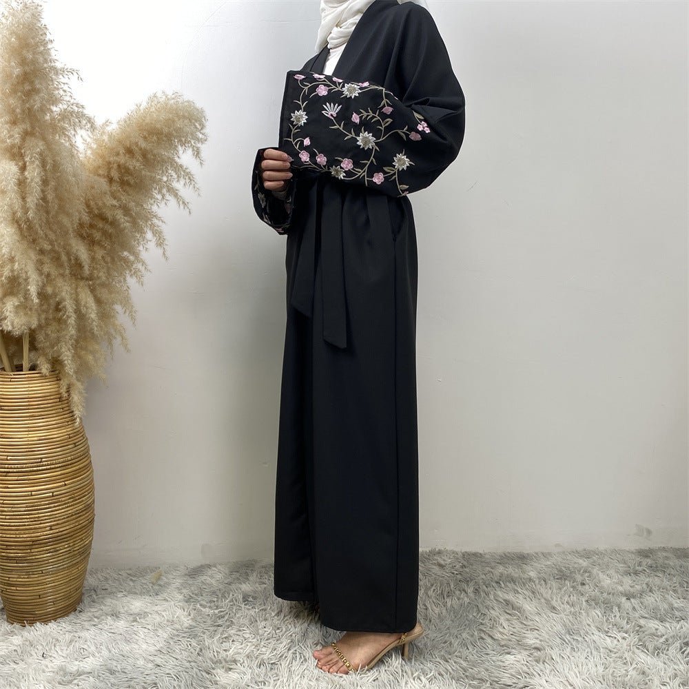 
                  
                    Embroidered Open Kimono Sleeve Abaya - Norah Collections Black Modest Elegant Abaya for Women
                  
                