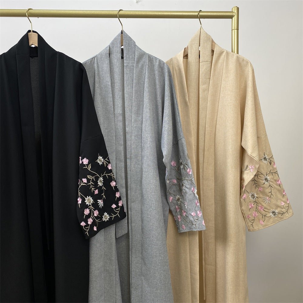 
                  
                    Embroidered Open Kimono Sleeve Abaya - Norah Collections Black Modest Elegant Abaya for Women
                  
                