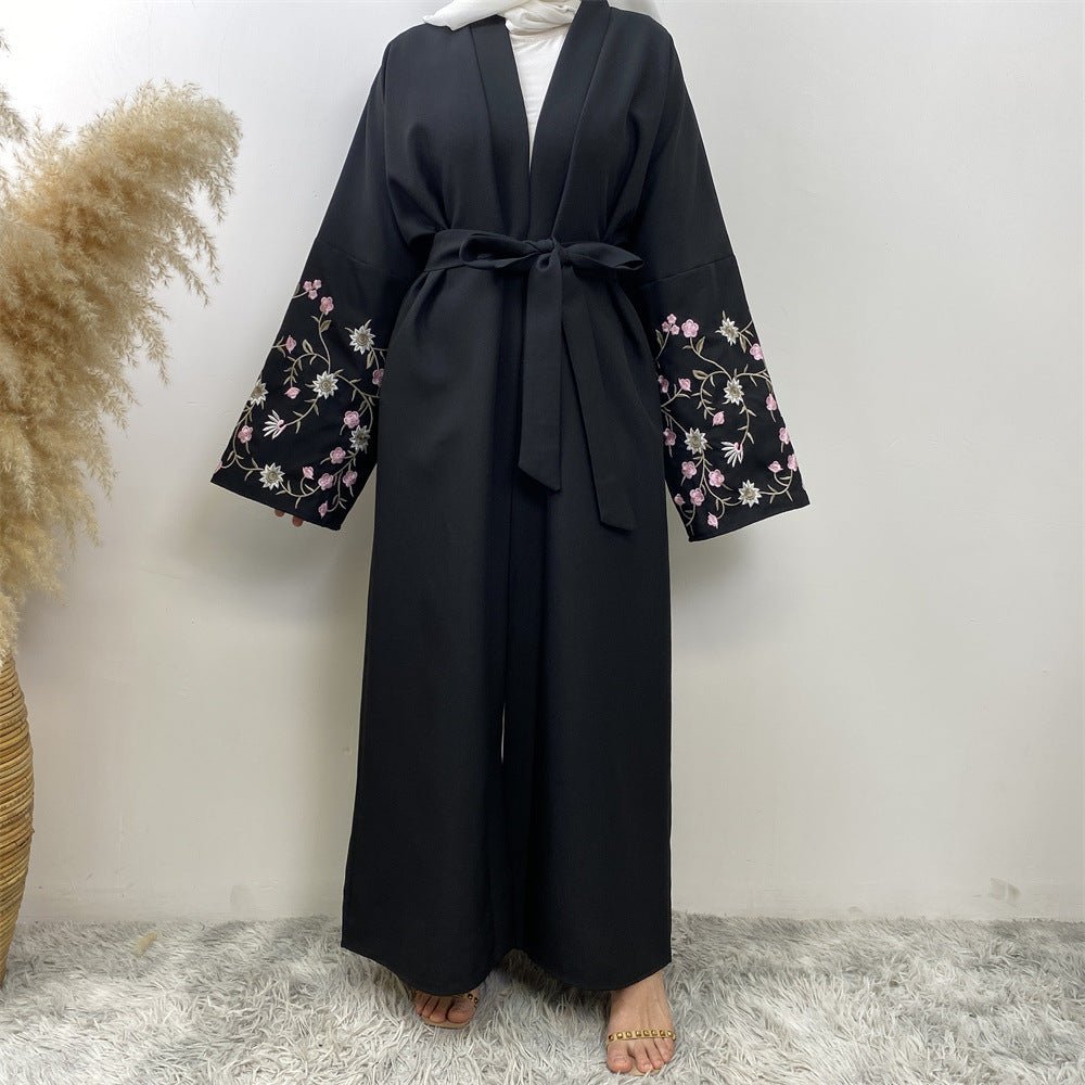 
                  
                    Embroidered Open Kimono Sleeve Abaya - Norah Collections Black Modest Elegant Abaya for Women
                  
                