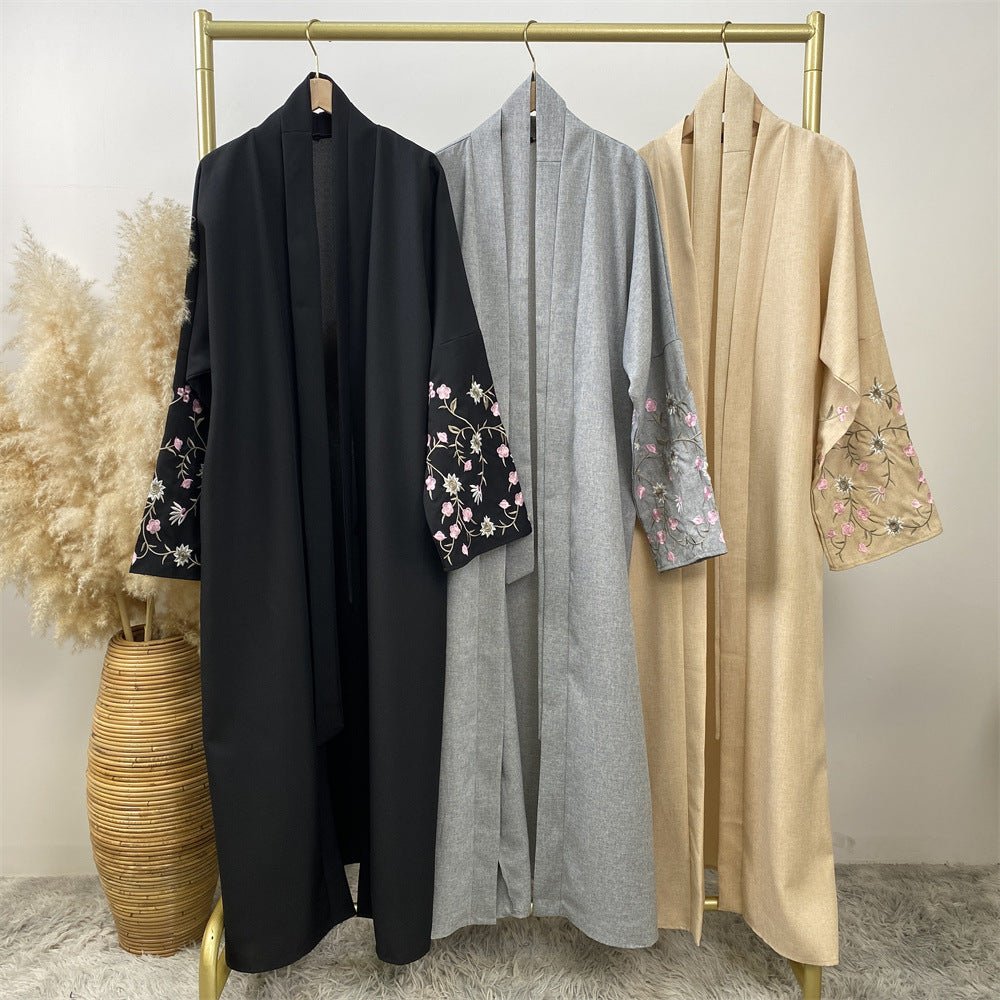 
                  
                    Embroidered Open Kimono Sleeve Abaya - Norah Collections Black Modest Elegant Abaya for Women
                  
                